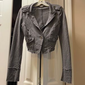 Hard Tail gray cropped distressed jacket sz Small